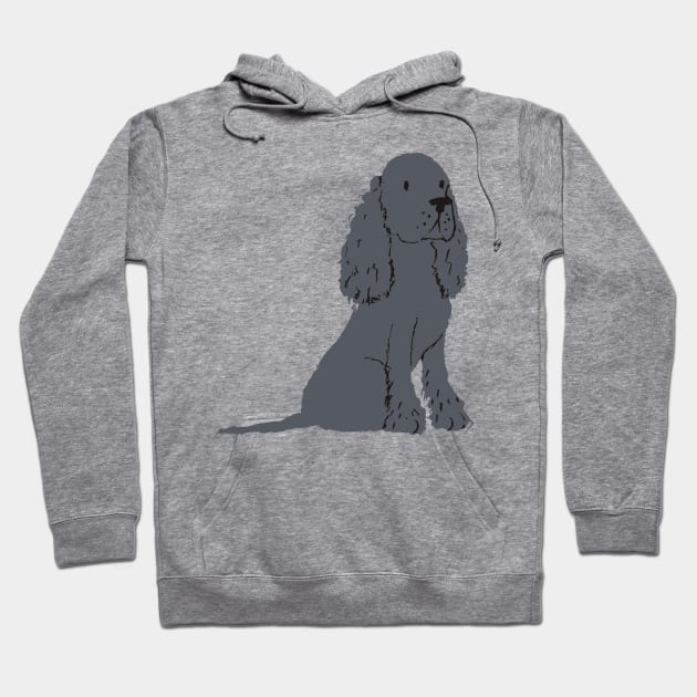 Black Cocker Spaniel Illustration Hoodie by JunkyDotCom